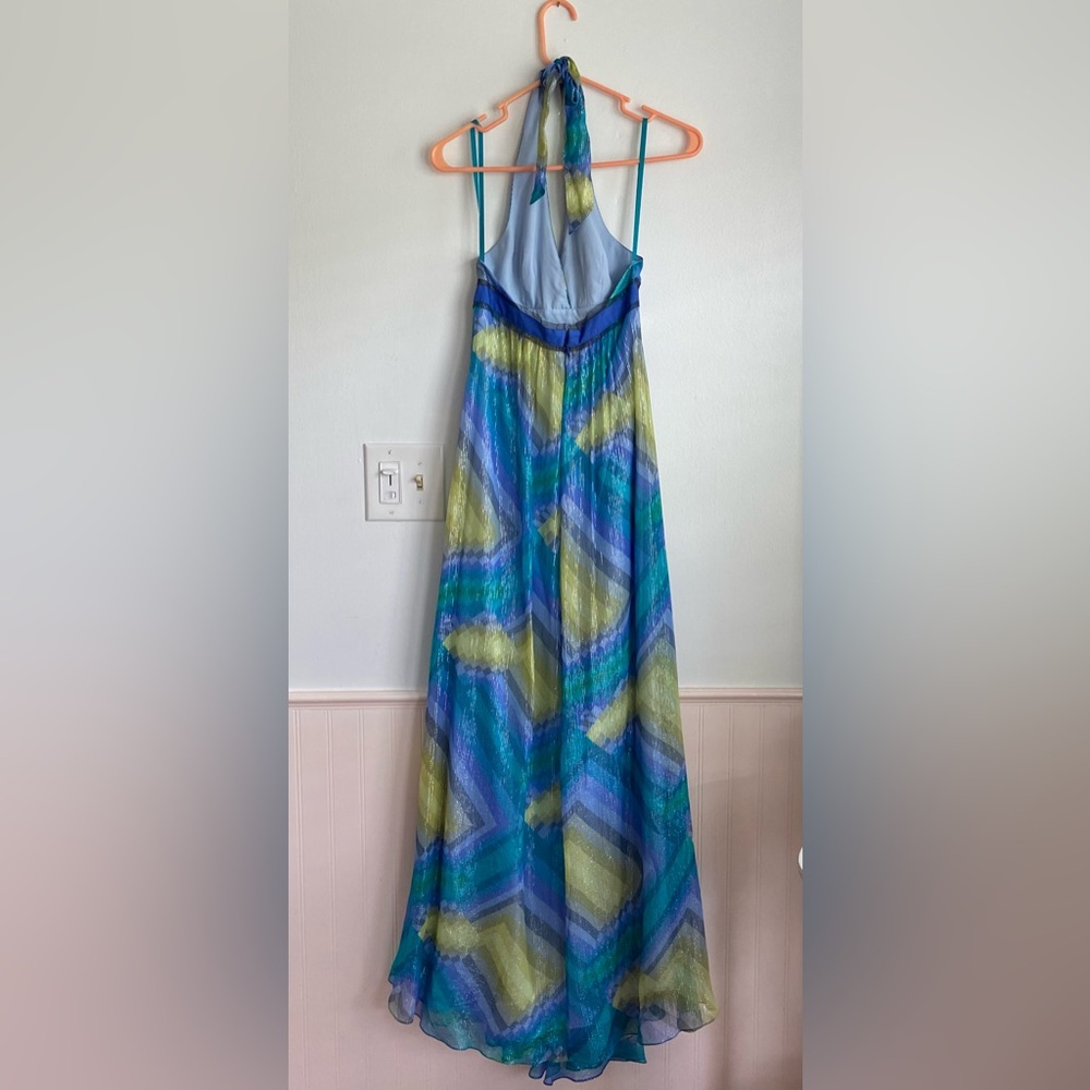 BCBG MaxAzria Blue Green Halter Maxi Dress - Picture 4 of 8